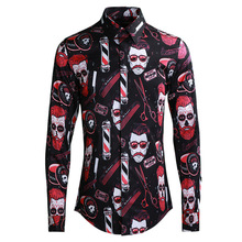 2019 New arrival high quality Fashion Men Style Hairdresser Printed Trendy Casual long sleeve Shirts plus size ML XL 2XL 3XL 4XL 2024 - compra barato