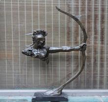Western Bronze Copper Primitive Man Wild Man Pull Back Bow Art Sculpture Statue 2024 - buy cheap
