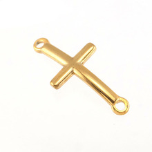 Abalorio de conector de Cruz de acero inoxidable 100% para pulseras, Color plateado/dorado, colgantes de Cruz curvados para fabricación de joyas, 10 Uds. 2024 - compra barato