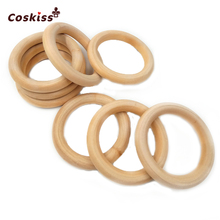 45mm Nature Montessori Baby Toy Organic Infant Teething Teether Toy Accessories Wooden Ring Set Necklace 2024 - buy cheap