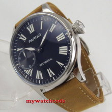 44mm parnis black dial 6497 cow leather strap hand winding mechanical mens watch 2024 - buy cheap