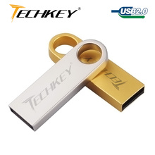 new TECHKEY usb flash drive 64GB 32GB 16GB 8GB 4GB pen drive pendrive waterproof metal silver u disk memoria cel usb stick gift 2024 - buy cheap