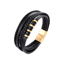 New Wholesale Price Classic Genuine Leather Bracelet Men Charm Jewelry Multilayer Magnetic Buckle Gift For Cool Boys Pulseira 2024 - buy cheap