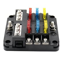 Suporte de lâmina automotiva, 12v, 6 vias, led, caixa de fusível, caso com negativo 2024 - compre barato