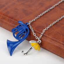 Dong Sheng-collar con cuerno francés paraguas azul y amarillo, joyería nueva, colgante para Cosplay, regalo, 30 2024 - compra barato