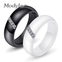 Modyle Black White Ceramic Ring With One Row Australia Zircon Engagement Rings for Women 2024 - buy cheap