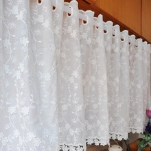 Free shipping three-dimensional embroidery laciness slub yarn tulle coffee curtain kitchen curtains for living room bedroom 2024 - buy cheap