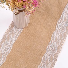 BALLE Natural Jute Vintage Burlap Lace Hessian Table Runner Home Textile Wedding Party Banquet Wedding Decoration Top Qualities 2024 - buy cheap