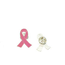 100pcs a lot 28mm pink enamel  ribbon  Breast cancer awareness brooch pin 2024 - buy cheap