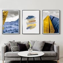 AAVV плакаты и принты Печать на холсте пейзаж картина для гостиной домашний декор золотой и серый пейзаж без рамки 2024 - купить недорого