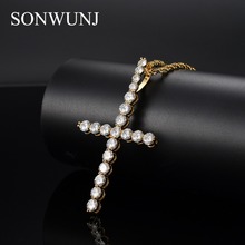 Hip Hop Large cross Pendant with AAA Zircon Stone Necklace Jewelry for men and women CN036 2024 - buy cheap