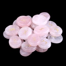 Natural Pedras Runas Gravadas Lettering Conjunto De Cristal Wiccan Pagão Quartzo Rosa Pedra Chakra Reiki Cura EN0520SY 2024 - compre barato