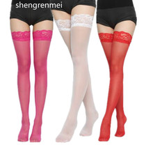 Shengrenmei Latest Non Slip Stockings Women Lingerie Lady Elastic Lace Top Tights Female Sheer Thigh High Stockings White Red 2024 - купить недорого
