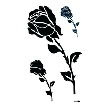 Черная роза, водонепроницаемая Временная тату-наклейка, красота, цветок, вспышка, тату, поддельные татуировки, Детские татуировки 2024 - купить недорого