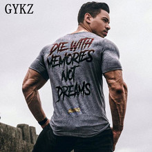 GYKZ-Camiseta de fitness con forma de cuello redondo para hombre, sudadera elástica informal de manga corta de algodón, moda de verano 2024 - compra barato