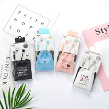 CHICLITS Cute Girl Cartoon Earphones Love Heart 3.5mm Earbuds With Storage Bag Mic For Xiaomi Children Kids Christmas Gifts 2024 - buy cheap