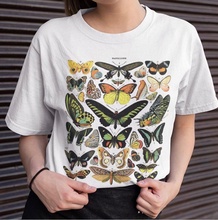 kuakuayu HJN Vintage Fashion Butterflies Chart T-Shirt Women Cute Short Sleeves Summer Tee Trendy Clothing 2024 - buy cheap