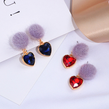 2019 Red New Korean Sweety Love Heart Dangle Earrings For Women Girls Charm Crystal Drop Earrings Fashion Jewelry Hot Sale WX168 2024 - buy cheap