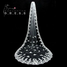 Veu De Noiva Longo 3 Meters Appliques Lace Edge Bridal Veil White Ivory Wedding Accessories Cathedral Wedding Veil Voile Maria 2024 - buy cheap