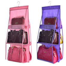 6 Pocket Hanging Handbag Organizer for Wardrobe Closet Transparent Storage Bag Door Wall Clear Sundry Shoe Bag with Hanger Pouch 2024 - buy cheap