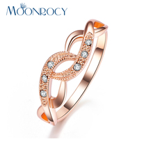MOONROCY Free Shipping Fashion Jewelry Wholesale Rose Gold Color Austrian Crystal Wedding Ring for Women Gift Drop Shipping 2024 - buy cheap