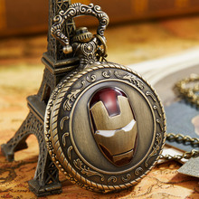 Reloj De cuarzo De bolsillo De Iron Man para hombre y mujer, pulsera con colgante De cadena, De bronce, estilo Retro antiguo, Steampunk, regalo De Navidad 2024 - compra barato