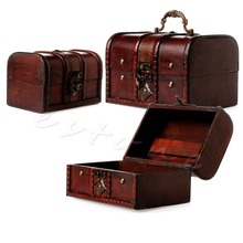 2 шт шикарный деревянный пиратский ящик для хранения ювелирных изделий, винтажный Chest-Y094 с сокровищами 2024 - купить недорого