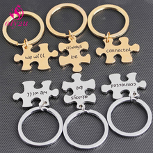 Oly2u Cute Cartoon Puzzle Couple Family Keychain Personalize 3pcs/Set Gold  Key Chain Key Ring Porte Clef 2024 - buy cheap