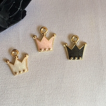 12MM 80Pcs Pink & White & Black Crown Glazing KC Gold Pendants Alloy Charms Jewelry Pendants 2024 - buy cheap