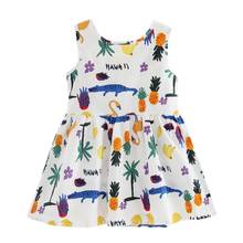 2017  Girl's Cute Dress Children Sleeveless Print Pattern Cotton Children's A-Line Summer Bow Dresses Children's Clothing 2024 - buy cheap