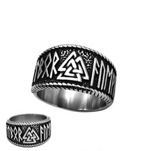 Anillo con símbolo de Odín vikingo nórdico para hombre, joyería de acero inoxidable, amuleto de nudo celta clásico, anillo de motorista, 850B, venta al por mayor 2024 - compra barato