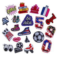 New arrival 10 pcs Boy football girl princess cartoon Embroidered patches iron on popular Motif Applique decor repair accessory 2024 - buy cheap