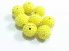 20mm  100pcs/lot  Yellow  Solid With Clear Resin Rhinestone Ball Beads 2024 - buy cheap