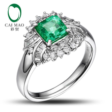 Lindo anel de esmeralda 14k ouro branco e natural 0.48ct anel de noivado com diamante frete grátis 2024 - compre barato