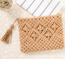 Women's straw bag fashion clutch bag hand-woven rattan bag bohemian tassel beach bag 2024 - buy cheap