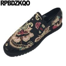 Large Size Casual Floral Breathable Men Fashion Driving Rubber Sole Slip On Spring Popular Vintage Shoes Embroidery Printed 2021 2024 - buy cheap