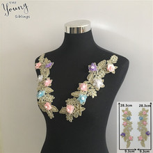 Brand new Embroidery Applique Lace Neckline DIY Sewing Lace Collar Bridal Wedding dress Accessories Scrapbooking Craft supplies 2024 - buy cheap