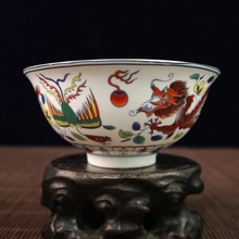 Delicate Antique Chinese Colorful Dragon Phoenix Porcelain Bowl 2024 - buy cheap