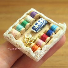 Dollhouse Miniature 1:12 Knitting A Thread Box With Scissors Length 3.3cm HM27 2024 - buy cheap