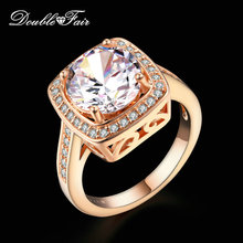 Double Fair Unique Big AAA+Cubic Zirconia Engagement/Wedding Rings Rose Gold Color Fashion Retro Jewelry For Women anel DFR111 2024 - buy cheap