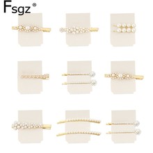 Hot Ins Pearls Hairpins for Women Girls Golden Alloy Flower Shapes Pearls Hairgrips Luxury Rhinestones Wedding Hair Accessories 2024 - buy cheap