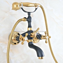 Black Gold Brass Wall Mounted Bathroom Clawfoot Bathtub Faucets Basin Sink Mixer Tap Tub Shower Faucet & Hand Shower Ntf01 2024 - buy cheap