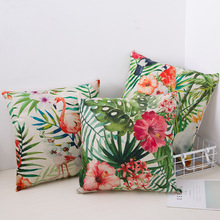 Mylb-fundas de almohada decorativas de plantas tropicales, de lino y algodón con flamencos, con flores, kussensloop 2024 - compra barato