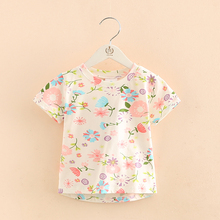 2021 Summer 2 3 4 5 6 7 8 9 10Years Children's Birthday Clothing Short-Sleeve Colorful Flower Floral Kids Baby Girl T-Shirt Tops 2024 - buy cheap