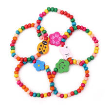 5Pc Lovely Kids Children Wood Elastic Bead Bracelets Birthday Party Jewelry Gift T44 2024 - buy cheap