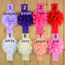 10pcs/lot Chiffon Flower on Wide Lace headband 2024 - buy cheap