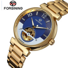 2017 Forsining Luxury Watch Men's Gold Blue Dial Skull Horloge Auto Mechanical Wrist Watch Best Gift Free Ship 2024 - buy cheap
