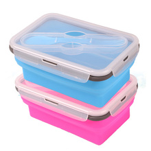 2015 Hot Middle Size  Silicone Lunch Box Square Shape Collapsible Bento Box Food Container Safe Fresh Box For Kids WD-10119 2024 - buy cheap