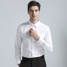 Fashion New Men's Shirts Formal Metting Top Qualiy Cotton Blend Shirts Solid Color Long Sleeve Business Suits Shirts White 2024 - buy cheap