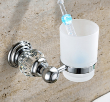 Acessórios para banheiro cristal + bronze + vidro cromado copo único porta copo copo de escova de dentes porta copo gy013 2024 - compre barato